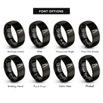 font options for inside engraving on black tongs rings