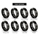 font options for inside engraving on black & grey tongue groove rings