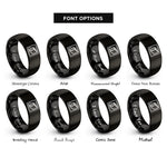 font options for inside engraving on black tongue groove rings
