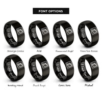 font options for inside engraving on black tongue groove rings