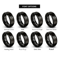 font options for inside engraving on black tongue groove rings
