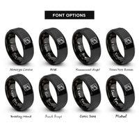 font options for inside engraving on black tongue groove rings