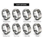 font options for inside engraving on silver tongue groove rings