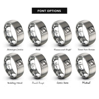 font options for inside engraving on silver tongue groove rings