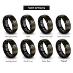 font options for inside engraving on gunmetal & black tongue groove rings