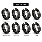 font options for inside engraving on black & silver tool bag rings