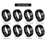 font options for inside engraving on black tool bag rings