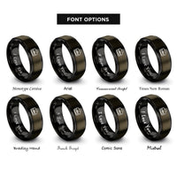 font options for inside engraving on gunmetal & black tool bag rings