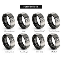 font options for inside engraving on black & gray tool chest rings