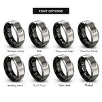 font options for inside engraving on black & silver tool chest rings
