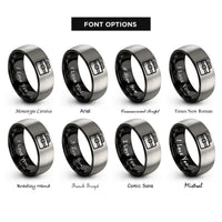 font options for inside engraving on black & grey toolbox rings
