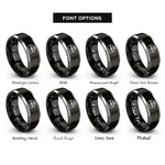 font options for inside engraving on black & silver toolbox rings