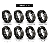 font options for inside engraving on black & silver toolbox rings