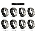font options for inside engraving on black & grey toolbox rings