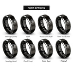 font options for inside engraving on black & gray toolbox rings