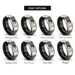 font options for inside engraving on black & grey toolbox rings