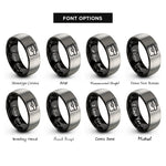 font options for inside engraving on black & silver toolbox rings