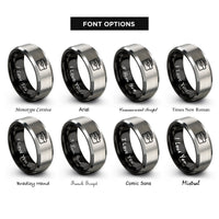 font options for inside engraving on black & gray toolbox rings