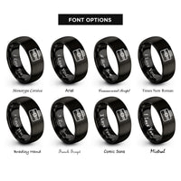 font options for inside engraving on black toolbox rings