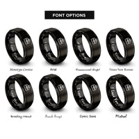 font options for inside engraving on black toolbox rings