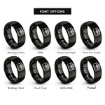 font options for inside engraving on black toolbox rings