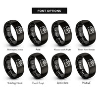 font options for inside engraving on black toolbox rings