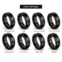 font options for inside engraving on black toolbox rings