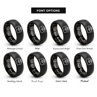 font options for inside engraving on black toolbox rings