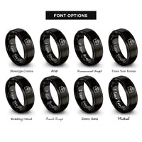 font options for inside engraving on black toolbox rings