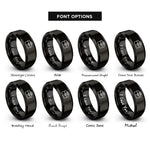 font options for inside engraving on black toolbox rings