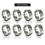 font options for inside engraving on grey toolbox rings