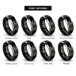 font options for inside engraving on black & gray tooltip bubble rings