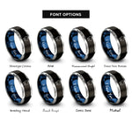 font options for inside engraving on black & blue & grey tooth rings