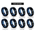 font options for inside engraving on black & blue tooth rings