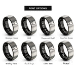 font options for inside engraving on black & grey tooth rings