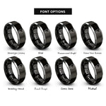 font options for inside engraving on black & gray tooth rings