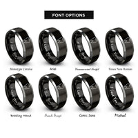 font options for inside engraving on black & gray tooth rings