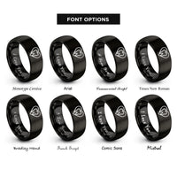 font options for inside engraving on black tooth heart rings