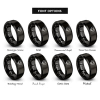 font options for inside engraving on black tooth heart rings