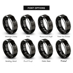 font options for inside engraving on black & gray tooth sparkle rings
