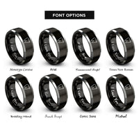 font options for inside engraving on black & gray tooth sparkle rings