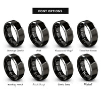 font options for inside engraving on black & grey toothbrush rings