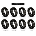 font options for inside engraving on black top hat rings