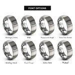 font options for inside engraving on silver topo lines pattern rings