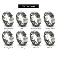 font options for inside engraving on silver topo lines pattern rings