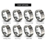 font options for inside engraving on gray topo lines pattern rings
