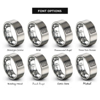 font options for inside engraving on gray topo lines pattern rings