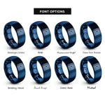 font options for inside engraving on blue topographic contour lines rings