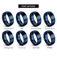 font options for inside engraving on blue topographic contour lines rings