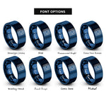 font options for inside engraving on blue topographic contour lines rings
